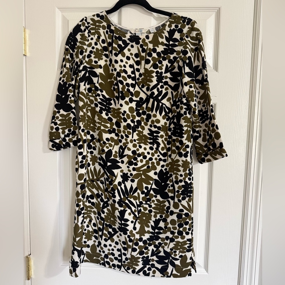Boden shift dress in Olive, Black & Cream Floral Us size 2
